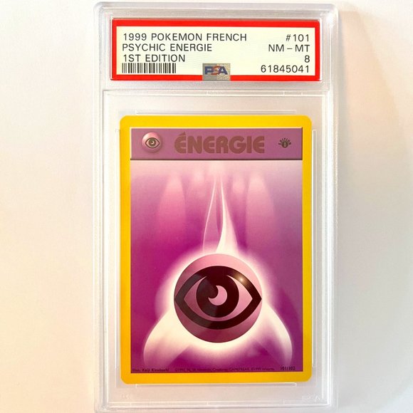 PSA 8 Psychic Energie NM-MT 101 French Base 1st Edition 1999 Pokemon 61845041 - Picture 1 of 2